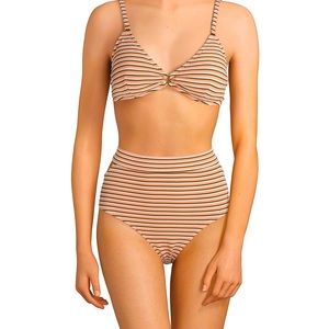 Cremieux Striped Crepe Cut out bikini set Medium